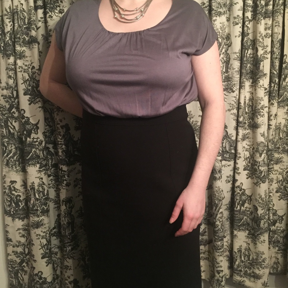 Loft | Gray and Black Color-blocked Dress